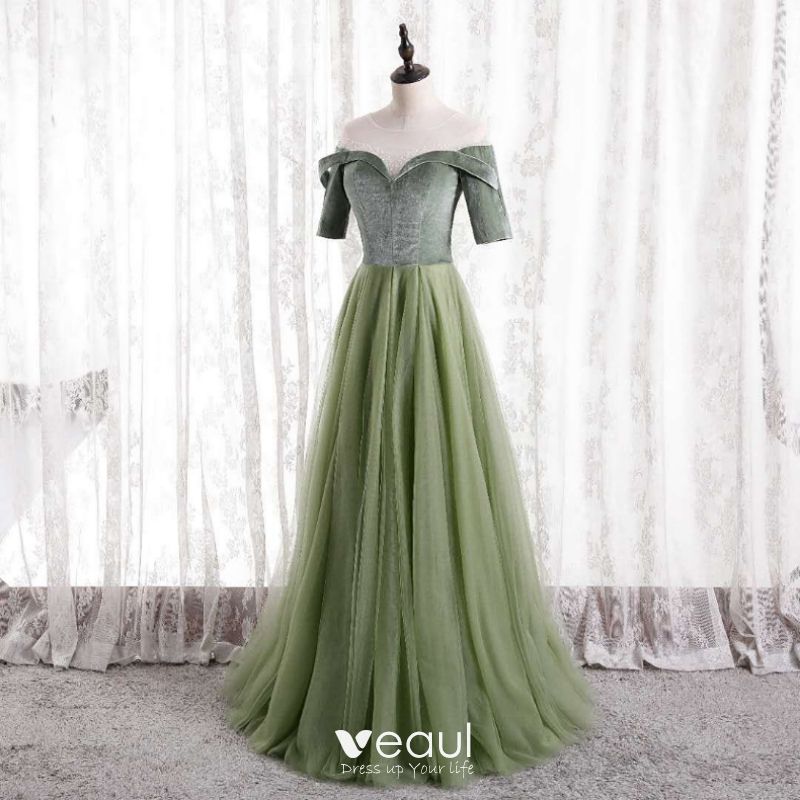 Glamour Vert Cendr Robe De Bal 2021 Princesse Encolure D gag e