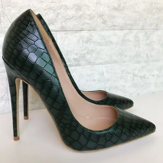 strappy dark green heels
