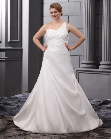 one shoulder wedding dress plus size