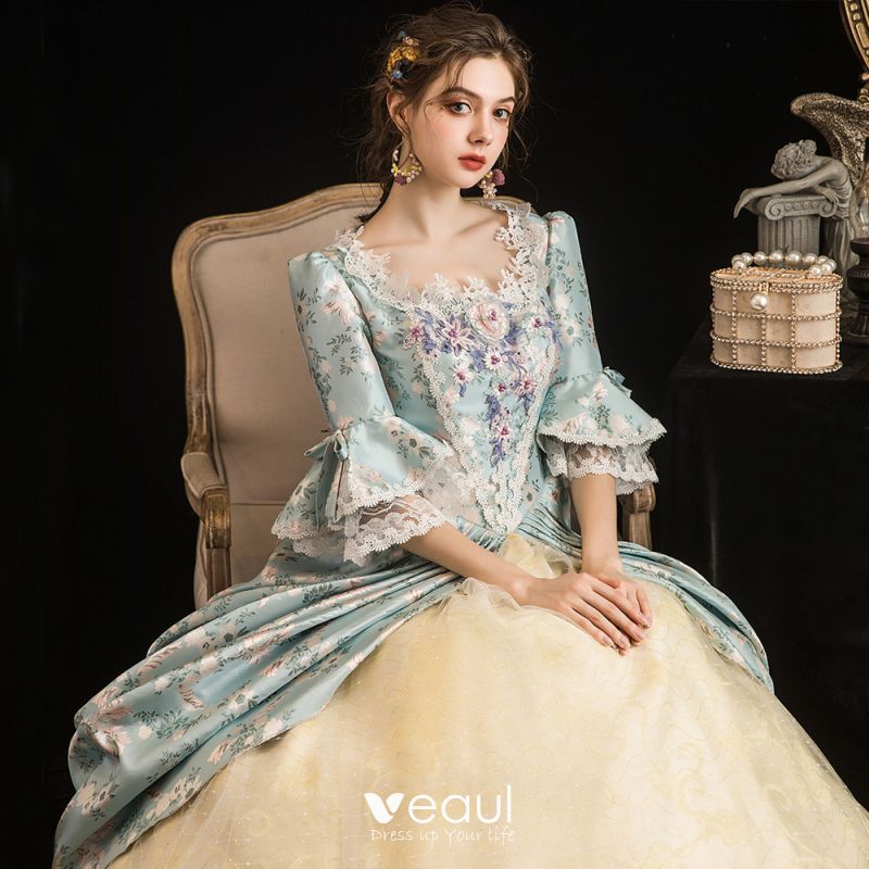 Vintage / Retro Medieval Multi-Colors Ball Gown Prom Dresses 2021 ...
