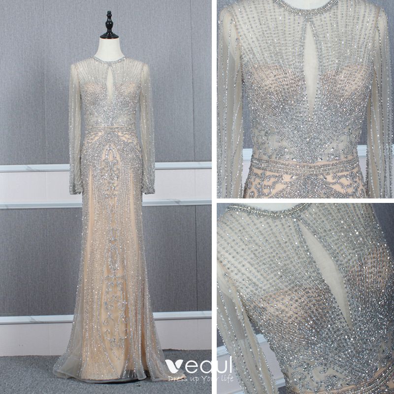 High-end Champagne Grey See-through Evening Dresses 2020 Trumpet ...