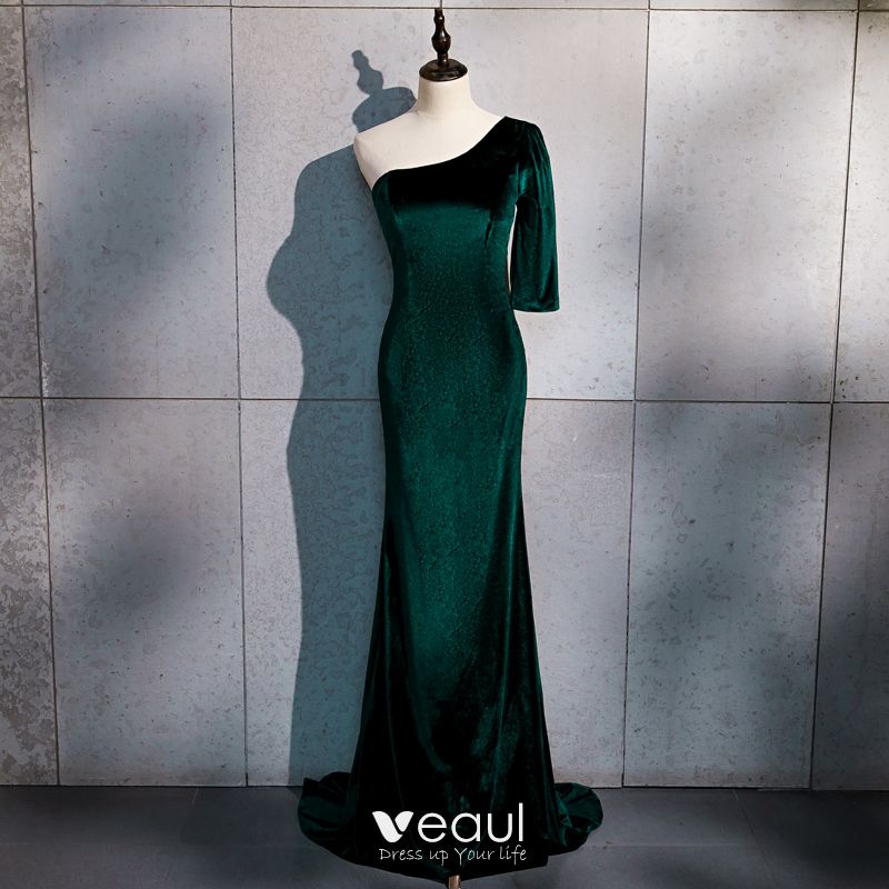 velours one shoulder dress