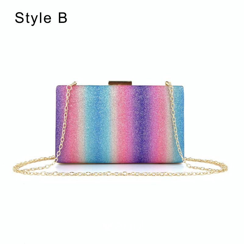 Rainbow Glitter Clutch Bag