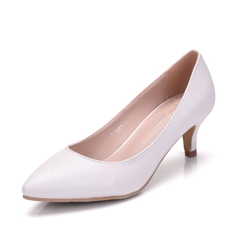 Modest / Simple White Office Pumps 2018 5 cm Stiletto Heels Low Heels ...