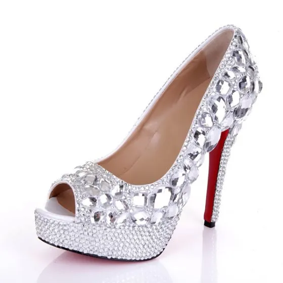 rhinestone platform pumps
