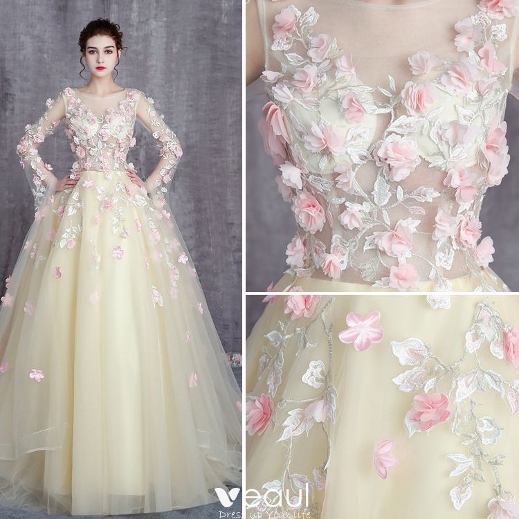 Flower Fairy Yellow Prom Dresses 2022 A Line Princess 