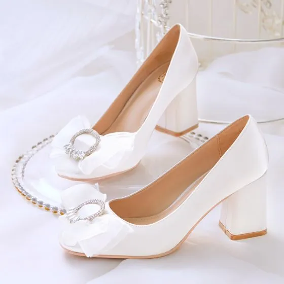 white satin pumps