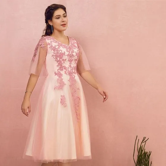 Charming Candy Pink Plus Size Graduation Dresses 2018 A-Line / Princess ...