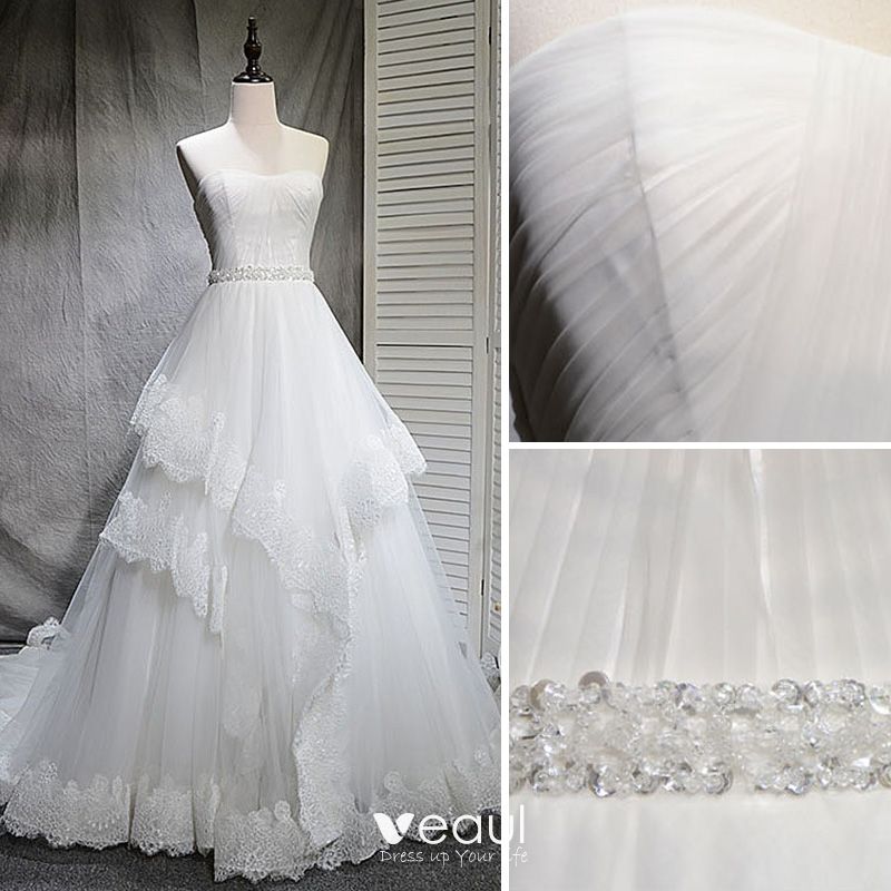 Chic Beautiful White Wedding Dresses 2018 A Line Princess