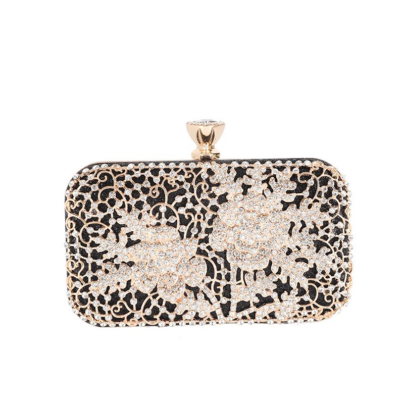 Chic / Beautiful Silver Square Clutch Bags 2020 Metal Rhinestone