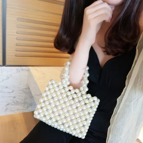 Luxury / Gorgeous Ivory Beading Pearl Clutch Bags 2018