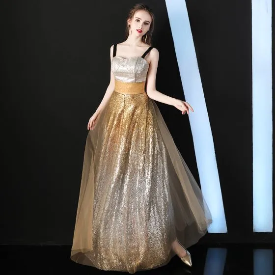 gold color evening dresses