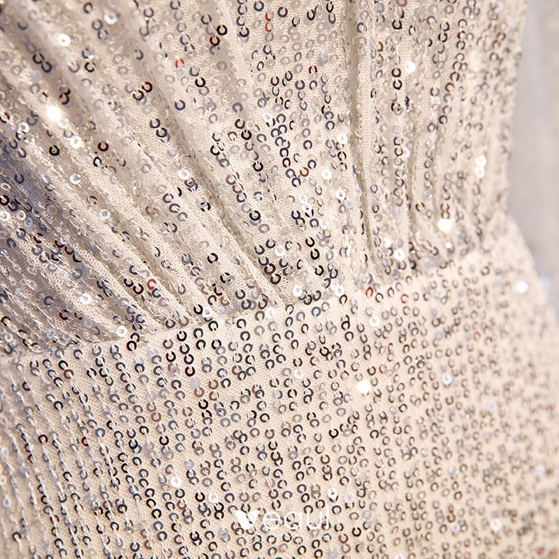 Sparkly Sequins White Prom Dresses 2021 A-Line / Princess Square ...