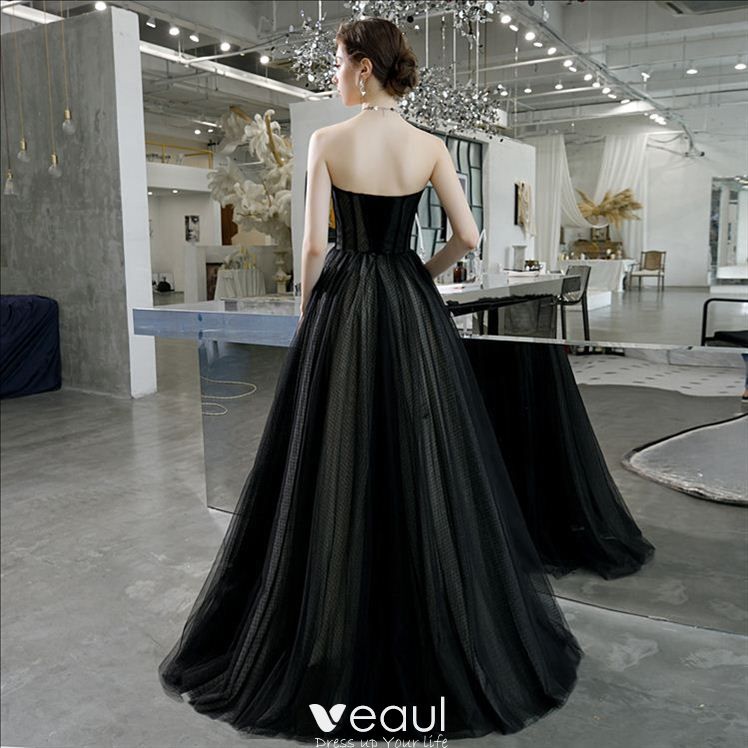 Elegant Black Prom Dresses 2020 A-Line / Princess Sweetheart Sleeveless ...