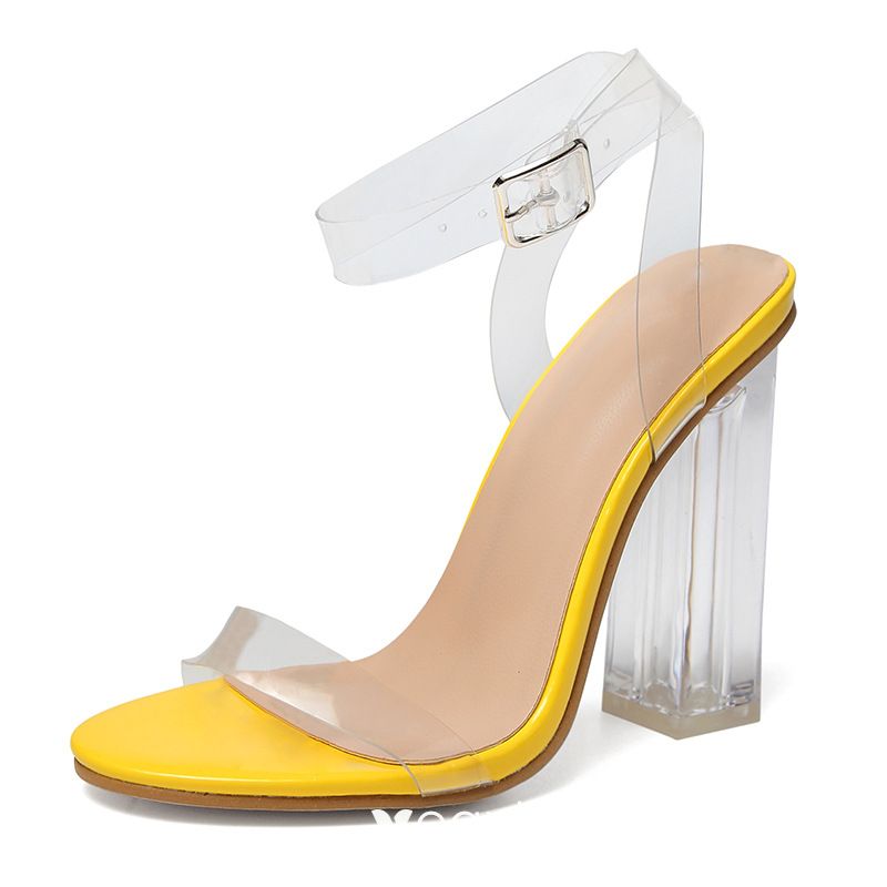 yellow open toe heels