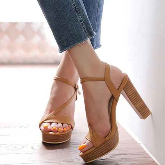 beige thick heels
