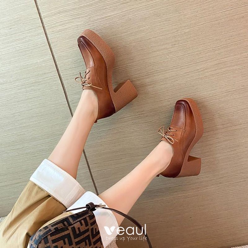 casual brown heels