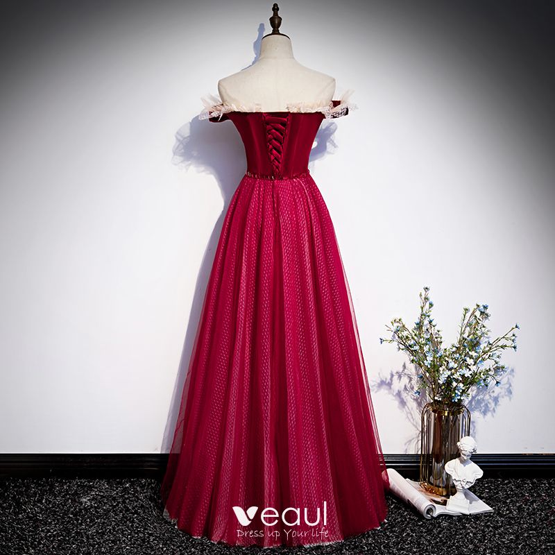 Chic / Beautiful Burgundy Dancing Prom Dresses 2020 A-Line / Princess ...