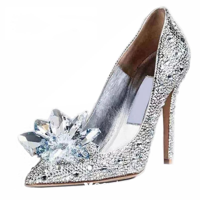 Gorgeous Sparkly Cinderella Bridal Shoes Stilettos Pumps With Crystal ...