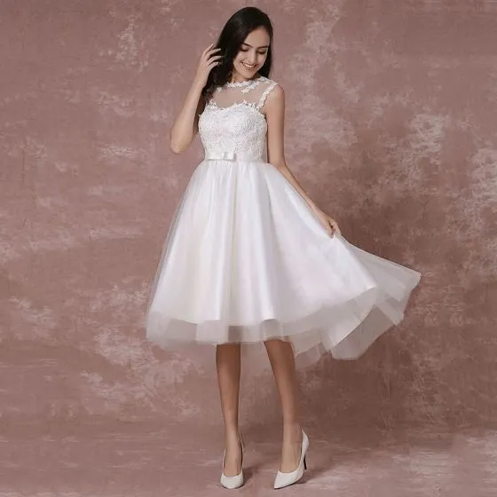 Asymmetrical Simple Wedding Dress