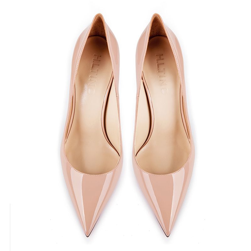 Chic / Beautiful Nude Patent Leather Evening Party Pumps 2020 12
