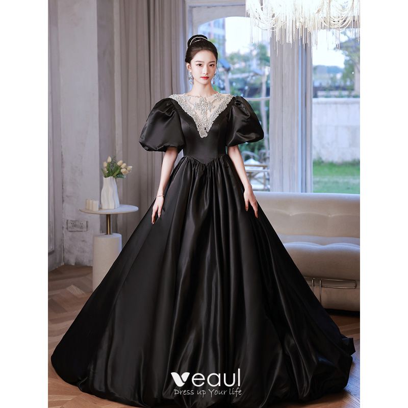 Simple Black Long Prom Dress, Black Evening Dress, Prom Dress Sweep Tr –  luladress