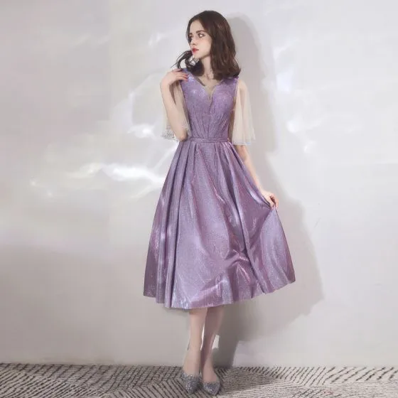 lavender bell sleeve dress