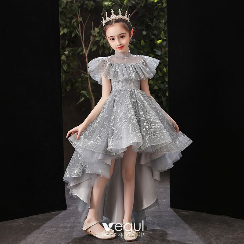 Vintage / Retro Grey Birthday Flower Girl Dresses 2020 Ball Gown See ...