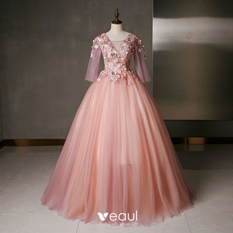 pink floor length gown