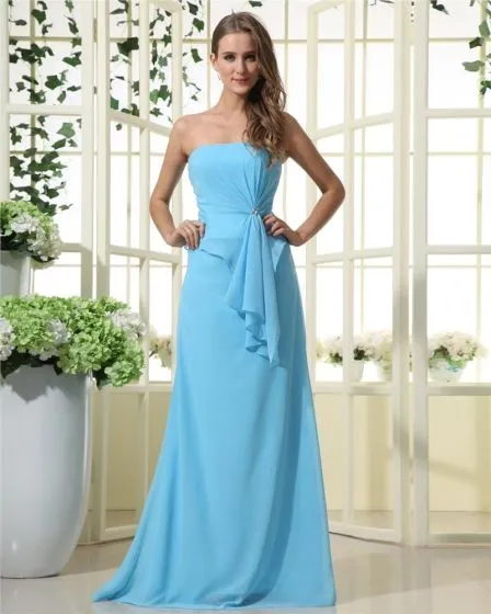 Teal Strapless Chiffon Bridesmaid Dresses