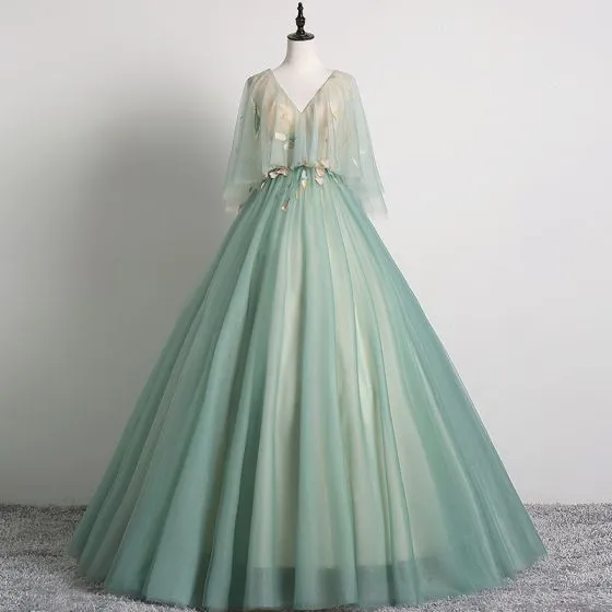 green elegant gown