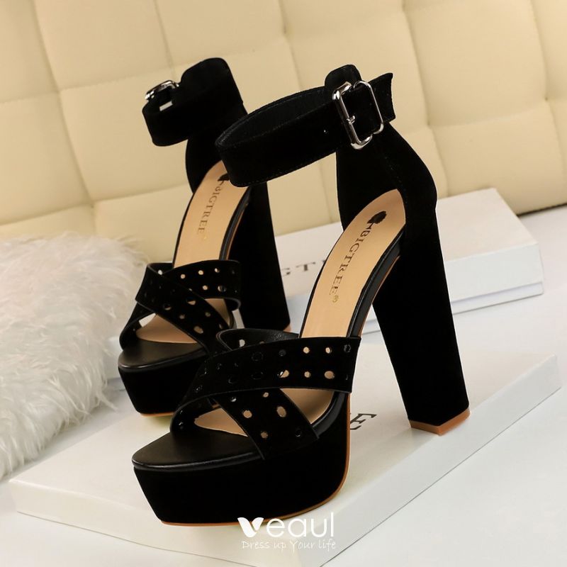 Fashion Brown Street Wear Suede Womens Sandals 2020 Ankle Strap 13 cm ...