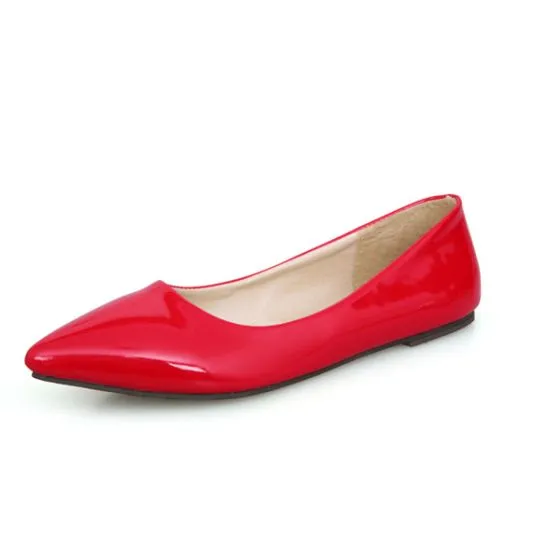 Classic Red Pumps Flat Shoes Patent Leather Womens Shoes