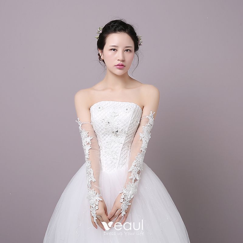 white ball gown gloves