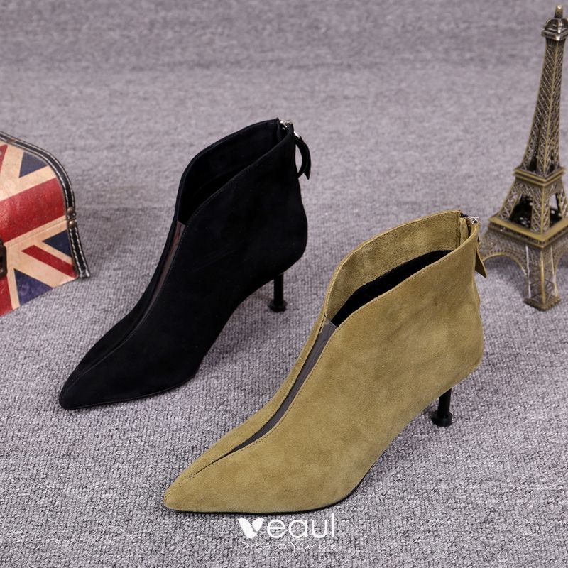 Modest / Simple Street Wear Black Suede Womens Boots 2021 Ankle 5 cm ...