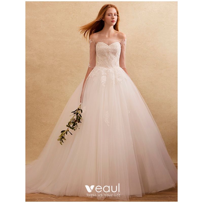 Elegant Wedding Dresses 2016 Off The Shoulder Beading Applique