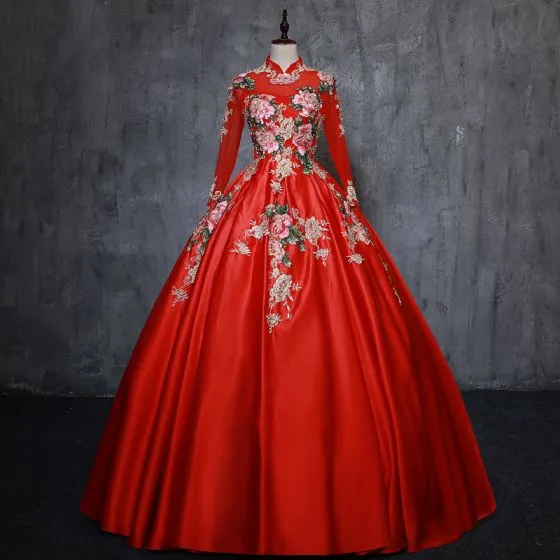 Chinese style Red Prom Dresses 2019 A 