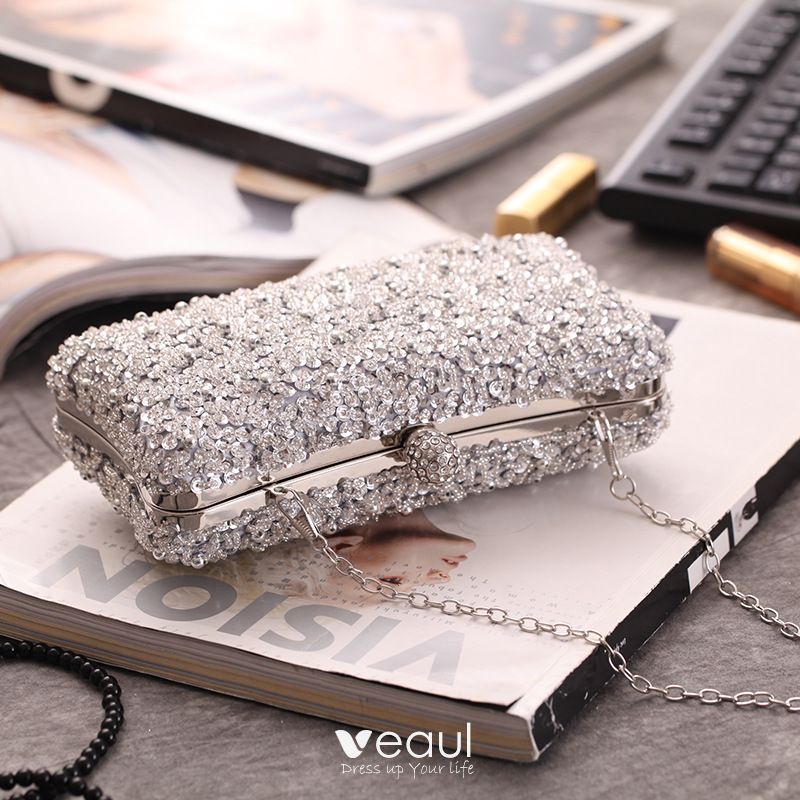 Charming Black Beading Sequins Square Clutch Bags 2020