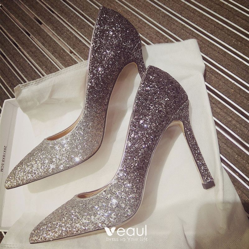 silver color heels