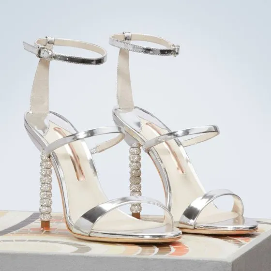 sparkly silver sandal heels