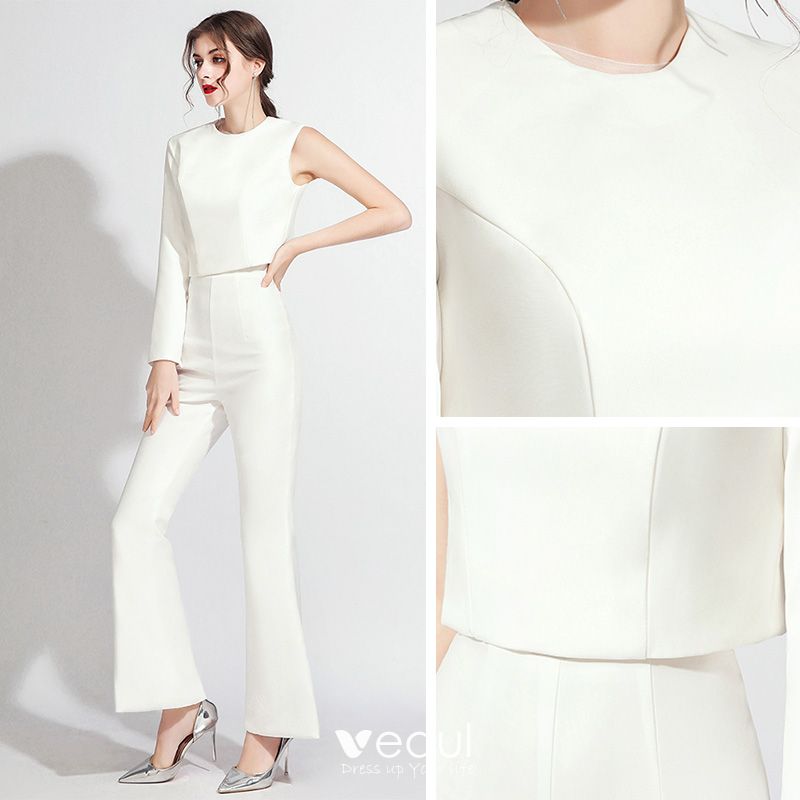 white formal jumpsuit evening wear