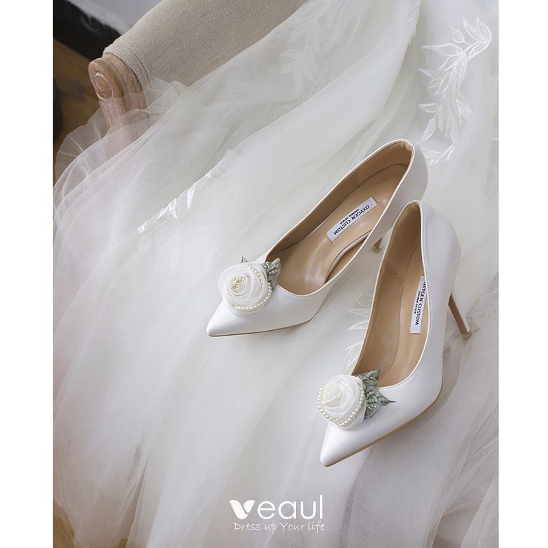 white satin wedding heels