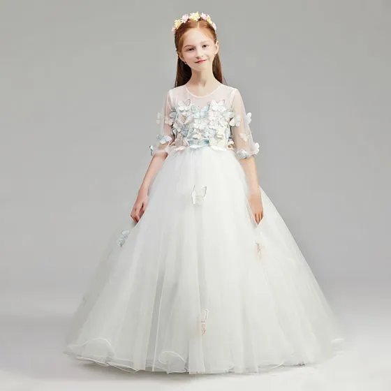 Romantic Ivory See-through Flower Girl Dresses 2019 A-Line / Princess ...