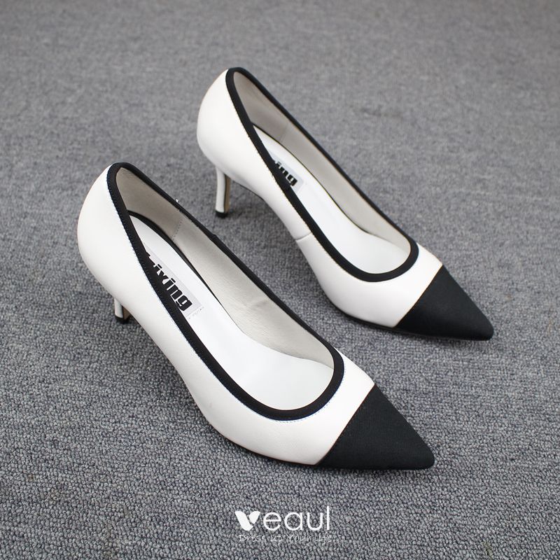 black and white stiletto heels