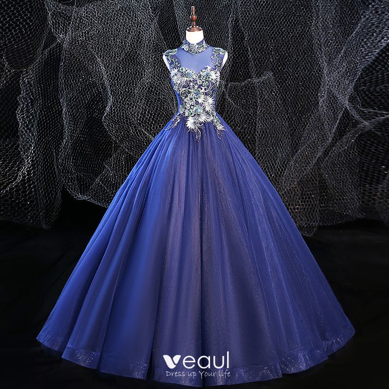 royal blue floor length gown