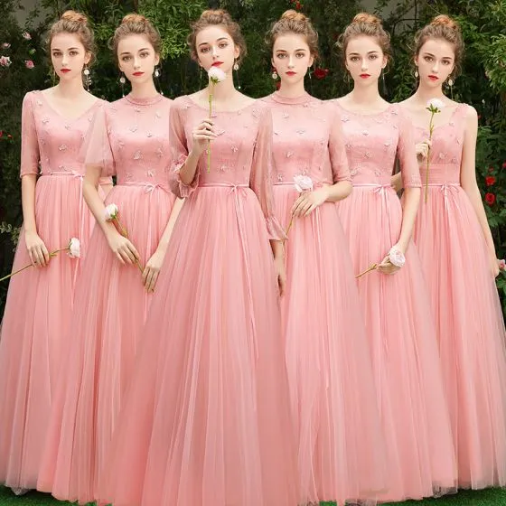 pearl pink bridesmaid dresses