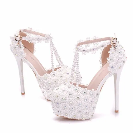 heels with pearls and rhinestones