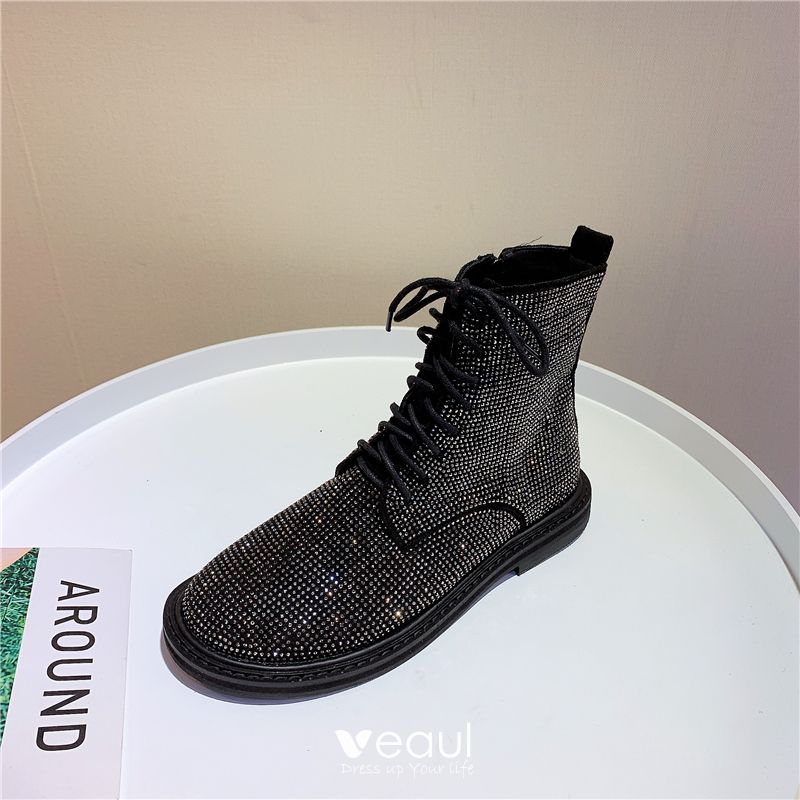rhinestone flat boots