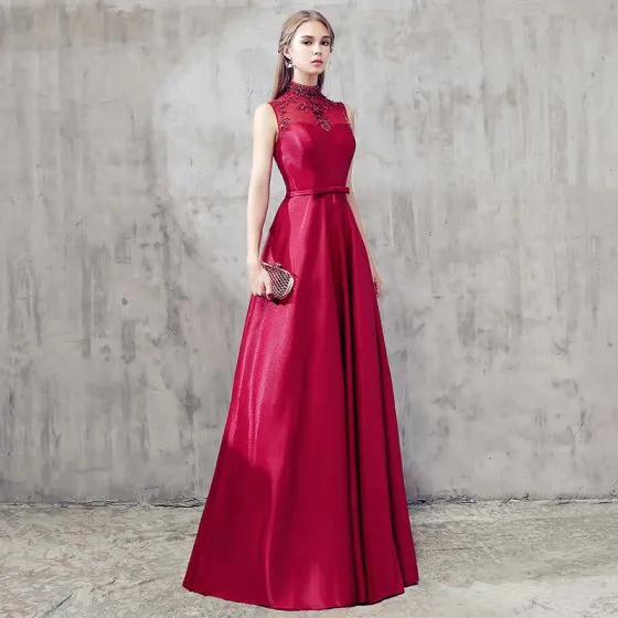 Modern / Fashion Burgundy Evening Dresses 2018 A-Line / Princess High ...