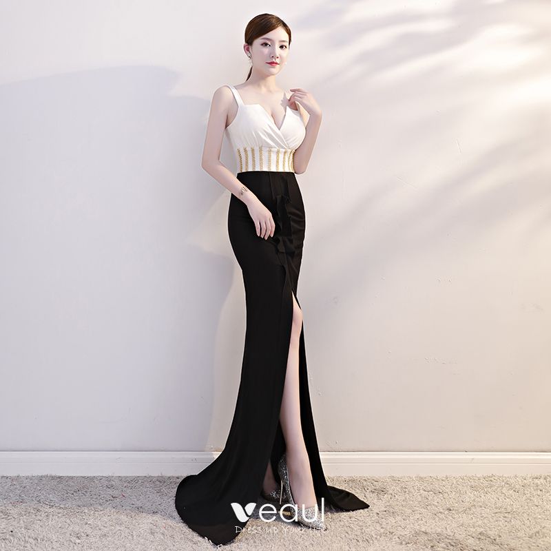 Sexy Black Evening Dresses 2019 Trumpet / Mermaid Beading Spaghetti ...
